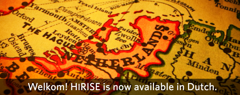 Welkom! HiRISE is now avaialable in Dutch