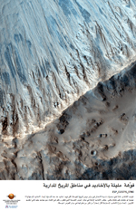 فوّهة  مليئة بالأخاديد في مناطق المريخ المدارية