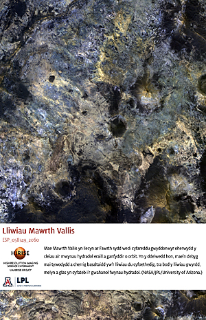 Lliwiau Mawrth Vallis 