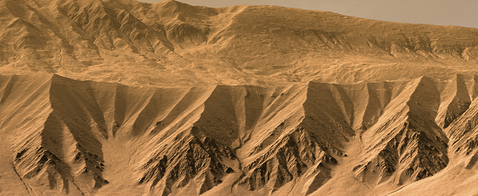 Gasa Crater, Mars, rendered using Autodesk Maya and Adobe Lightroom.