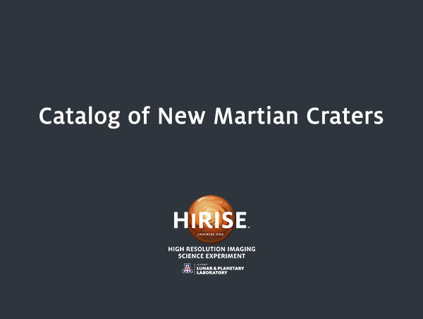 Catalog of New Martian Craters