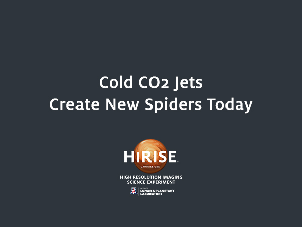 Cold CO2 Jets Create New Spiders Today