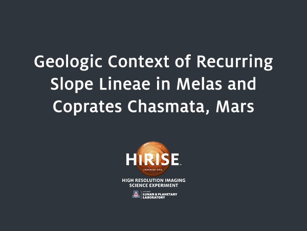 Geologic Context of Recurring Slope Lineae in Melas and Coprates Chasmata, Mars