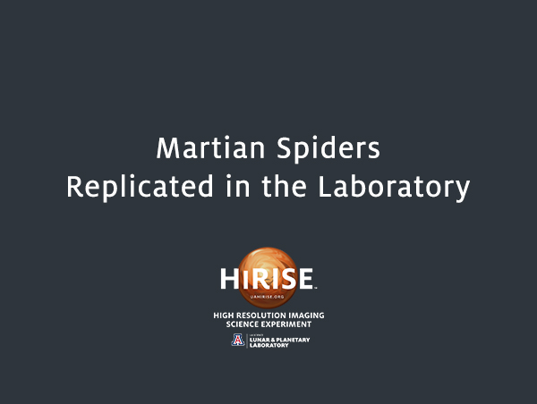 Martian Spiders Replicated in the Laboratory