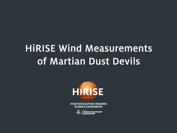 HiRISE Wind Measurements of Martian Dust Devils