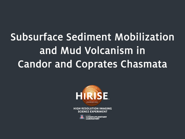 Subsurface Sediment Mobilization and Mud Volcanism in Candor and Coprates Chasmata