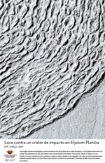 Lava contra un cráter de impacto en Elysium Planitia