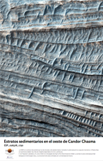 Estratos sedimentarios en el oeste de Candor Chasma