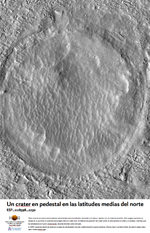 Un crater en pedestal en las latitudes medias del norte