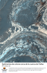 Sedimentos de colores cerca de la cuenca de Hellas