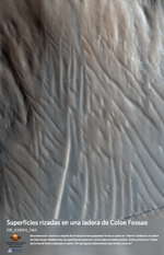 Superficies rizadas en una ladera de Coloe Fossae