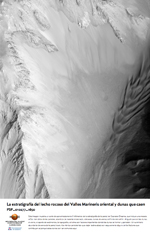 La estratigrafa del lecho rocoso del Valles Marineris oriental y dunas que caen