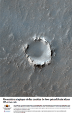 Un cratre atypique et des coules de lave prs dArsia Mons 