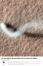 Un tourbillon de poussire et son ombre sur Mars