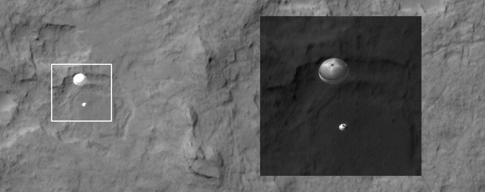Η Κάθοδος του MSL(Curiosity) στον Άρη, φωτογραφίζεται από το HiRISE