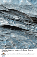 Dæld í setlögunum í vestanverðu Candor Chasma