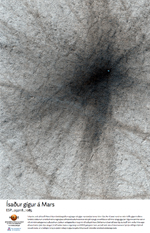 Ísaður gígur á Mars