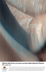 Olivina nelle dune e nel muro roccioso della Coprates Chasma