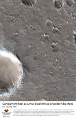 Cambiamenti negli accumuli di polvere ad ovest dellAlba Mons