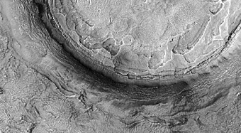 Crater in Cracked Terrain in West Utopia Planitia