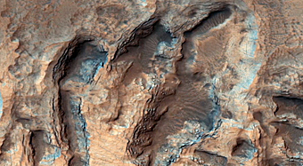 Sinuous Ridges in Crater in CTX Image