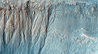 Gullies and Layers in a Crater near Mariner Crater