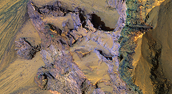 Colorful Bedrock Exposed in a Landslide Scarp
