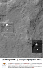 De afdaling van MSL (Curiosity) vastgelegd door HiRISE
