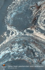 Hellas Basin yakınlarındaki renkli sedimentler